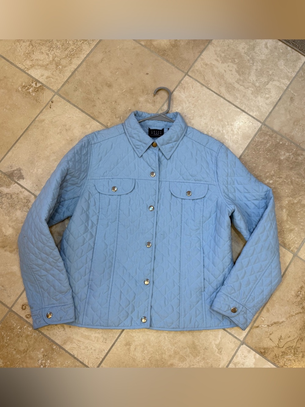 Crazy Horse by Liz Claiborne Quilted Jacket in Baby Blue Size Medium Like New